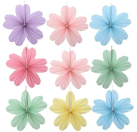 PBAHAUP 9 Pezzi Fiori di Carta Margherite, Decorazione Appendiabile per Interni ed Esterni, Ideale per Matrimoni, Compleanni, Baby Shower, Tavola, Festa di Primavera ed Estate, Confezione da 9 Unità