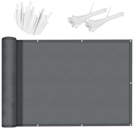 SUNNY GUARD Brise Vue Balcon 90x400cm Cache Vue Balcon,Protection UV,Coupe-Vent et Imperméable,pour Terrasse Jardin Balcon Patio,avec Attaches de câble,Anthracite