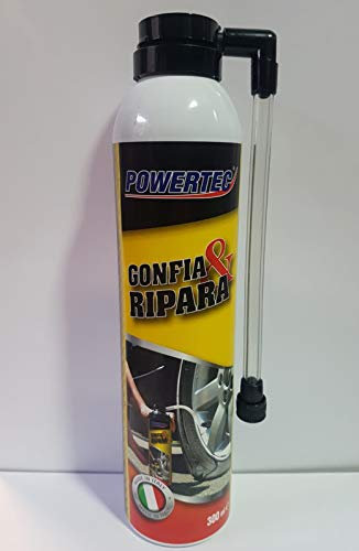 Power-Tec AV Gonfia e ripara Pneumatici per Auto Bici Moto per gomme forate Sigilla forature 300ML