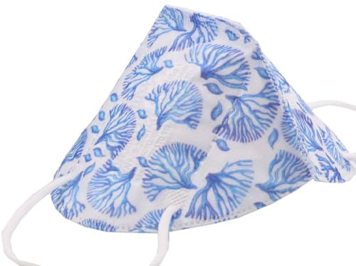 TubeRoo FFP2 Maske Bunt mit Muster Motiv Korallen 10 Stück M10 farbig Farbton blau hellblau weiß, weiche Ohrschlaufen, Versand aus Deutschland, Atemschutzmaske, Mundschutz-Maske für Frauen, Damen