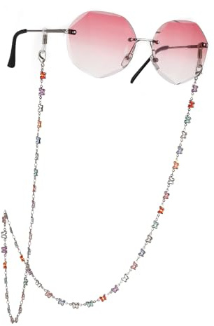 kkjoy Chaîne de Lunettes Papillon en Acier Inoxydable Porte-lunettes Chaîne Lanyards pour Lunettes de Soleil Cordon de Retenue pour Femmes Filles