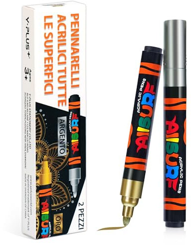 YPLUS Pennarelli acrilici super capacità, 2 colori grandi, set di penne acriliche per pittura fai da te per vetro, roccia, legno, uova, pietra, metallo