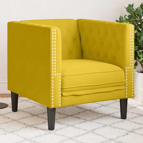 Genérico Sillón Chesterfield de Terciopelo Amarillo,Mobiliario,Sofás,372679