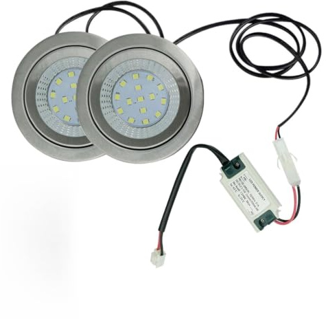 1-ensemble 68mm Hotte Cuisinière Lumière 2 1/8in Trou 1.5W LED Ventilateur De Fumée Lumière Armoire De Cuisine Hotte Lumière 20W Ampoule Halogène Équivalent(Warm White 3000K)