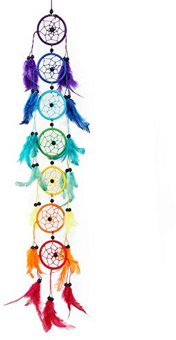 Pink Pineapple Dreamcatcher mit Federn und Perlen: Handgemachter Traumfänger Vielen Farben Erhältlich - Regenbogen - Traumfanger (6 x 50 cm)