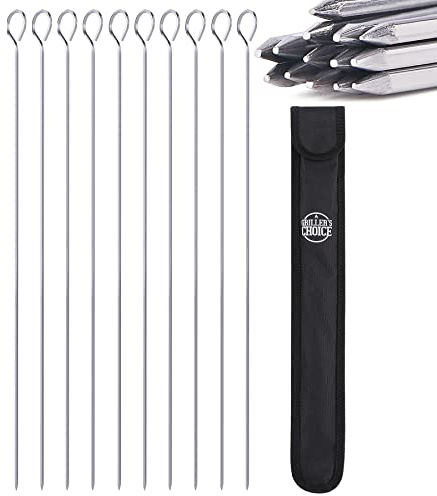 Grillers Choice Kabob Skewers, Set of 14, 15 Shish Kabob Skewers for Grilling. Made With Type 410 Stainless Steel, The highest Grade of Stainless Steel. Strong metal skewers.
