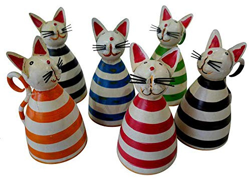 Klocke Dekorationsbedarf Set di 6 sgabelli per recinzioni di alta qualità, in metallo, decorazione da giardino, statuette di animali, statuette da giardino (gatti)