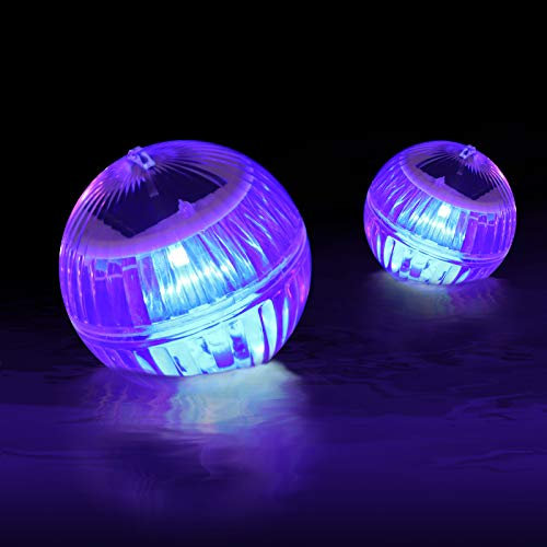 OSALADI 2Pcs Solar Floating Pool Lights Color Changing Floating Light Balls for Pool, IP67 Waterproof Pond Ball Night Light Decoration for Swimming Pool Bathtub Garden Pond Party Home