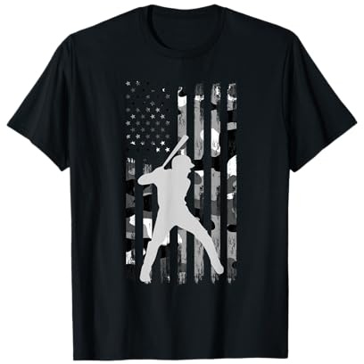 Baseball Player American Flag USA Camo Patriotic Graphic T-Shirt
