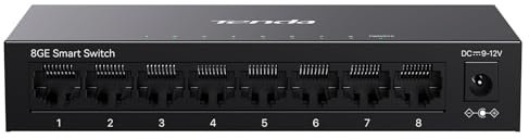 Tenda TEG208E Switch Ethernet Gigabit 8 Ports Hub RJ45, Switch Manageable, Commutateur Réseau (IGMP-Snooping, DHCP-Snooping, QoS, VLAN, sans Ventilateur, Boitier Métal)