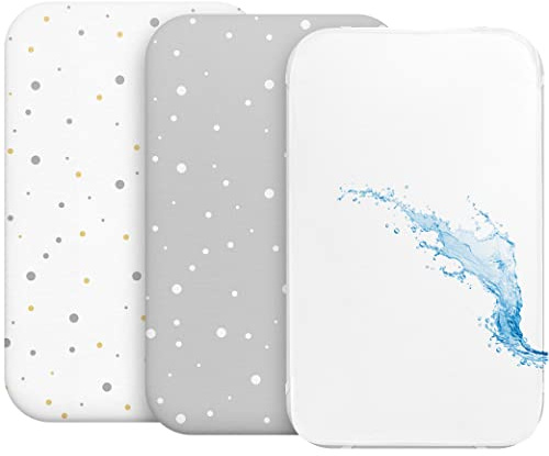 Sábana Bajera Cododo (Juego de 2) + 1 Protector de colchón Impermeable con elástico, 3 en 1, tamaño 50 x 83 cm, Compatible con cunas, Cama de colchón Cododo Bebe para niña y niño, diseño Gris