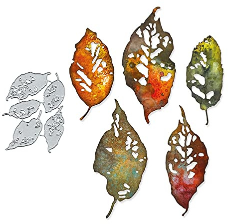 5 st bladfragment metallstansning för korttillverkning, vårlöv blomma kort skärning schabloner gör-det-själv scrapbooking album dekorativ prägling papperskort prägling hantverk