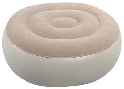 Yuemei Aufblasbare Sofas Mit Flauschiger Oberfläche, Aufblasbares Faltbares Beflocktes Einzelsofa Campingsofa Lounger Air Sofa Couch Flocksofa Luftsofa Fußstütze Luftstuhl Für Drinnen (Beige, 70cm)