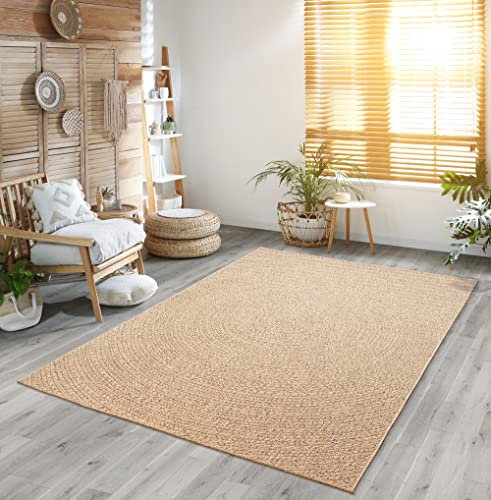 the carpet Kansas - robuster In- und Outdoor Teppich im natürlichen Jute-Look, wetterfest, geeignet für Terrasse und Garten, ca. 120 x 170 cm