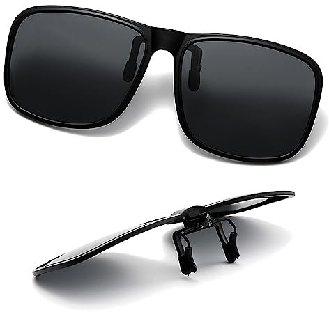 Polarized Clip On Sunglasses for Men Women, Anti-Glare UV400 Protection Flip Up Sunglasses for Driving Travel Outdoor Sport