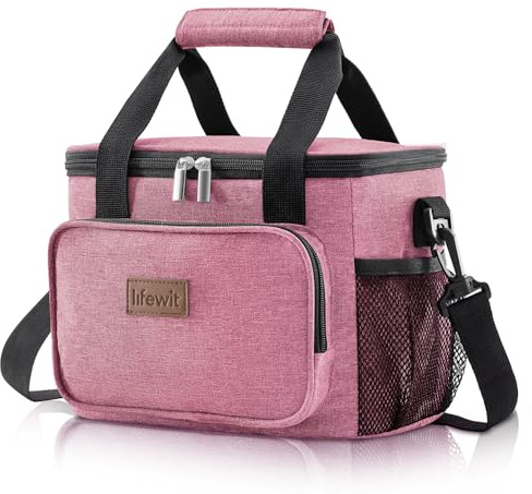 Lifewit Borsa Termica Porta Pranzo 9L(12 Lattine), Medio Borse Frigo Pranzo Ufficio per Uomo e Donna, Lunch Bag per Lavoro, Mare, Viaggio, Spiaggia, Rosa