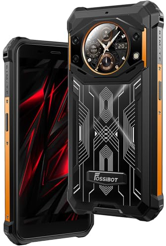 FOSSiBOT 10600mAh Akku Outdoor Smartphone Ohne Vertrag F101 PRO, Helio 15GB 128GB, Funktionales Heckdisplay, 24MP Kamera, IP68 Robust Handy, Android 13, 5.45'' HD+, Dual-SIM, Fingerabdruck Orange