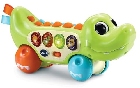 VTech - Rouli Croco Rigolo, Crocodile à Faire Rouler, Jouet d'Éveil Musical et Sensoriel, Animal Interactif, Cadeau Bébé Dès 6 Mois - Contenu en Français