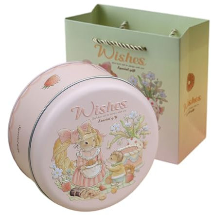 DOTBUY-SHOP Pasqua Scatola Latta Contenitore Biscotti Scatola di Latta Scatola Metallo con Coperchio Scatola Vuota per Conservare tè, Frutta Secca, Biscotti, Caramelle (2 Pezzi,Rosa)