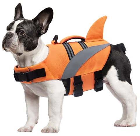 Oslueidy Chaleco Salvavidas para Perros Chaleco Salvavidas para Tiburones de Alta Flotabilidad Chaleco Salvavidas para Perros Chaleco de Seguridad para Mascotas Bote de Natación Bañador