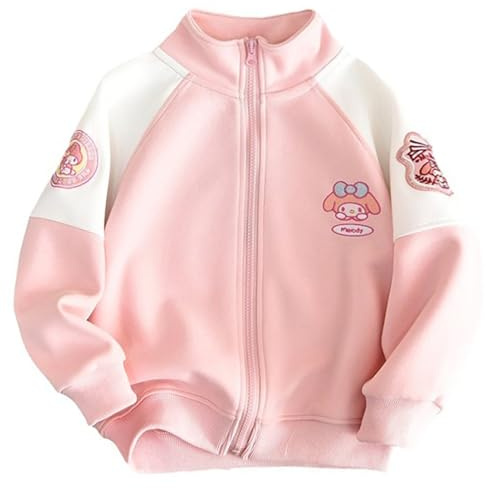 WANHONGYUE Kuro-mi My Me-lody Cinna-moroll Sudaderas Niña Chaqueta Bomber con Cremallera Chamarras Béisbol Chaqueta Deportiva Manga Larga con Bolsillos, Rosa, S