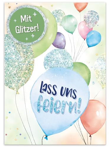Häfft® Lernfreunde 12 x Einladungskarten Kindergeburtstag A6 Ballons Party-Einladungen für Kinder, Geburtstags-Einladungen - nachhaltig & klimafreundlich
