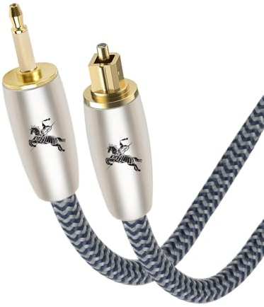 Impeto Cable Optico a jack 3.5 Adaptador Cable Toslink a Mini Toslink [5m] Cable Optico Audio Digital, óptico, Transmite Señales de Audio Digital a TV/amplificadores/HiFi 5 Metros