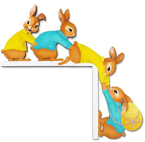 BETESSIN Decorazione Pasquale Porta Coniglietto Cornice in Legno per Telaio Decorazione Pasqua Addobbi Coniglio Casa Porta Ingresso Angoli