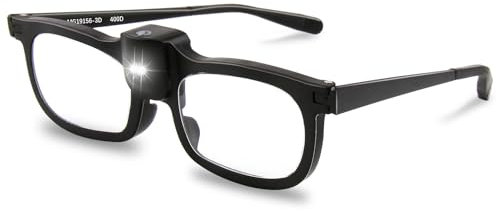 200% Lupenbrille mit Licht, LED Beleuchtete Vergrößerungsbrille, Lesebrille mit Licht Testsieger, Freihändige Leselupe für Senioren, Magnifying Glasses für Enge Arbeit, Schmuck, Handwerk, Lesen