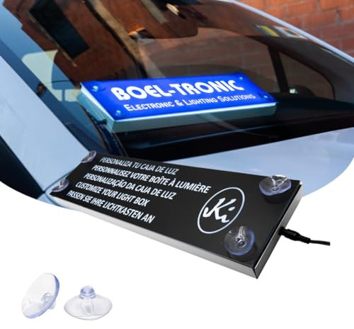 Placa LUMINOSA PERSONALIZADA LED, Luz 12/24 VDC, Barra de iluminación, Letrero para negocios, vehiculo y restaurantes, BOEL-TRONIC (6000K)