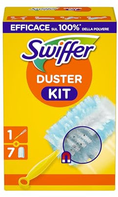 Swiffer Duster Piumini Cattura Polvere, 1 Manico e 7 Piumini, Cattura e Intrappola Polvere e Sporco, Raggiunge I Punti più Difficili della Casa, Maxi Formato