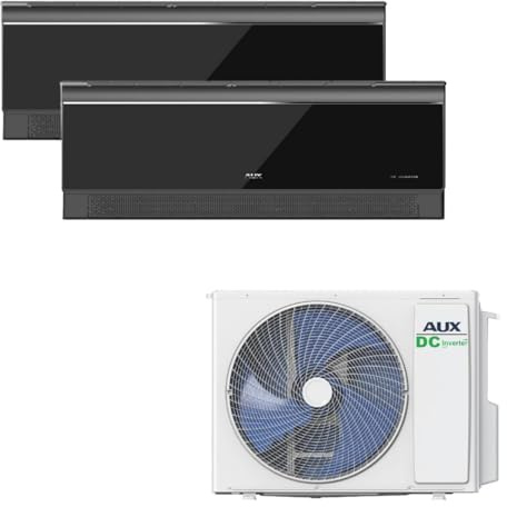 Belvit AUX Multi Split Klimaanlage Set, 27.000 BTU, 2x 12.000 BTU, Schwarz