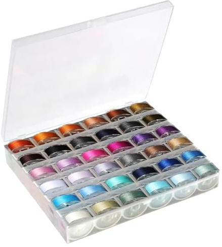 36Pcs Sewing Machine Bobbin Threads with Storage Case – Pre-Wound Bobbins for Most Machines – Colorful Polyester Threads for Quilting, Embroidery, and Crafting