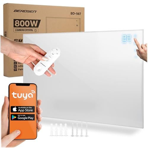 Berdsen Infraröd värmare 800 W – WiFi Tuya – värmeplatta – appkontroll – energibesparande – överhettningsskydd – infraröd värme – vit
