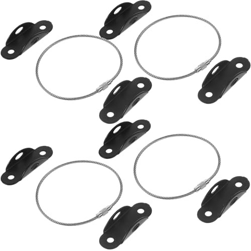 4 Sets Anti Tip Furniture Anchors for Bookcases Black Stainless Steel | Wall Straps, Alloy Hardware, Easy Install, Lightweight Pack for Children Safety Support