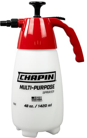 Chapin 1002 Handheld Pump Sprayer, 48oz, Multi‑Purpose, Lawn & Garden, Translucent Poly Tank, Wide‑Mouth Opening, Adjustable Cone Nozzle & Anti‑Clog Filter for Weed, Fertilizer & Pest Applications