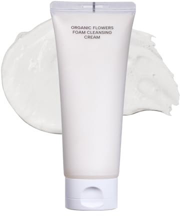 Whamisa Crème Nettoyante Mousse de Fleurs BIO, Naturelle, Fermentée, Hydratante, Apaisante, Exfoliante, Peau Unifiée, Sans Résidu, Peau Sensible, Peau Normale à Sèche, 6,7 Fl. Oz. Oz / 200ml
