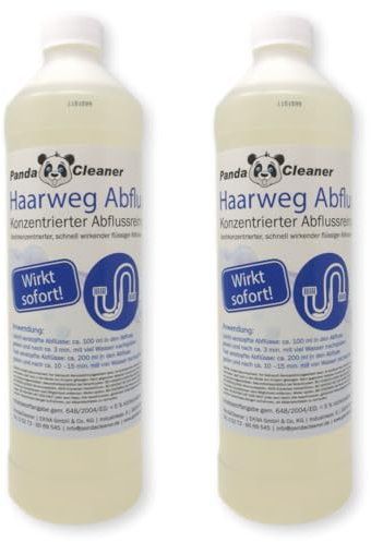PANDACLEANER® Detergente drenante per capelli - Rimuove i blocchi organici ostinati! Detergente per tubi altamente concentrato - drenaggio libero per tutti i comuni sifoni, scarichi e tubi (2000ml)