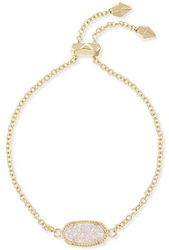 Kendra Scott Elaina Adjustable Chain Bracelet for Women, Fashion Jewelry, 14k Gold-Plated, Iridescent Drusy
