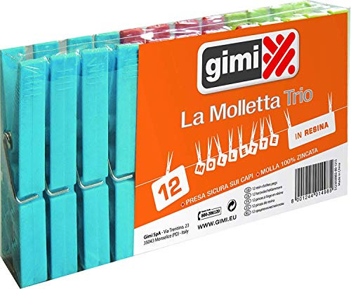 Gimi Trio La Molletta, Multicolore, 2x1.5x9 cm, 12 unità