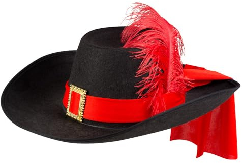 Boland 01386 - Hut Musketier Sébastien, aus Filz, Schwarz, Karneval, Mottoparty, Kostüm, Verkleidung, Accessoire