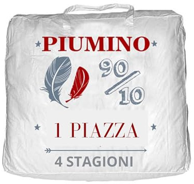 Tata Home Piumino Letto Singolo 4 Stagioni in Piuma d'Oca Piumone Doppio con Bottoni Piumino per Sacco Autunnale Invernale Misura 155x200 cm Colore Bianco