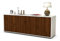Stil.Zeit TV Schrank Lowboard Allegra, Korpus Weiss matt, Front Holz Design Walnuss (135x49x35cm), Push to Open Technik