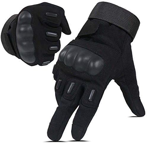 HIKEMAN Touch Screen Hart Knuckle Handschuhe für Männer und Frauen für Outdoor Sport und Arbeit geeignet für Radfahren Motorrad Klettern Wandern Lumbering Heavy Industry（Schwarz - m）