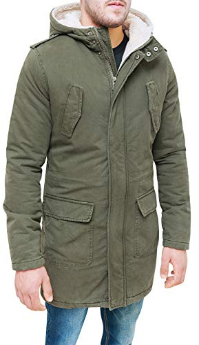 Evoga Giaccone Parka Uomo Verde Militare Casual Invernale (S, Verde Militare)