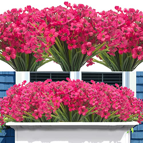 Grunyia 20 Bundles Artificial Flowers, Outdoor Indoor UV Resistant Fake Flowers No Fade Faux Plastic Plants Garden Porch Window Box Decoration