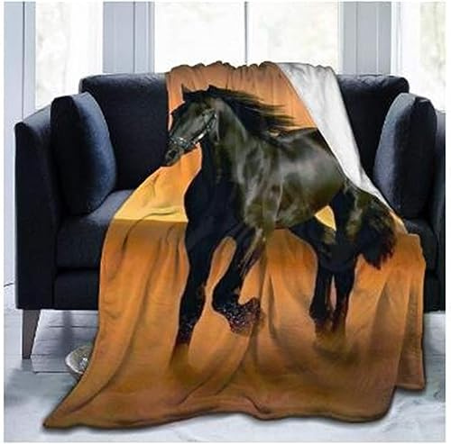 FANSU Coperta di Flanella, Microfibra Morbido Durevole e Caldo 3D Stampa Peluche Matrimoniale Coperte Copriletti per Letto Divano (Cavallo,150x100cm)