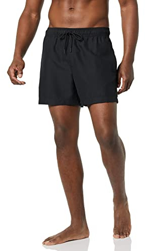 Amazon Essentials Men's Swimming Trunks with Mesh Lining, Pockets, Drawstring Closure, Black, XXL