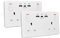 2 Pack Wall Socket Double Switched with 2USB and 1 Type C Fast Charging,13 Amp 2 Gang White Electric Socket
