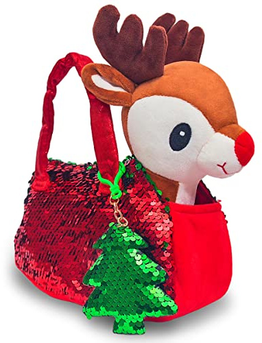 Little Jupiter Plush Pet Set - Includes Reindeer Stuffed Toy with Purse for Age 4-5 - 6-7 yrs - Christmas Stuffed Animal - Gifts for Girls - Stuffed Animals - Toys plushie (Reindeer)